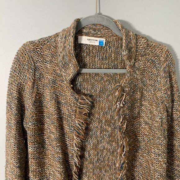 Sparrow Anthropologie neutral tone mock collar open front cardigan sweater - Picture 4 of 11